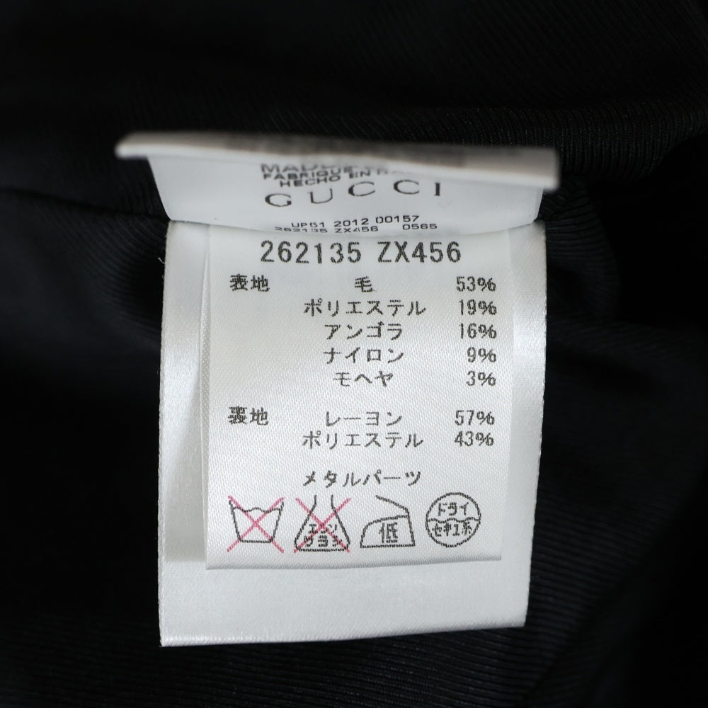 GUCCI(グッチ) インターロッキングG ロゴプレート ウールツイード 1B テーラードジャケット グレー レディース 262135