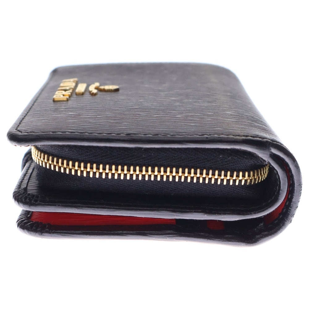 【美品】値引き中！PRADA 二つ折り財布 黒/赤 極美品 希少 プラダ ヴィッテロムーブ 二つ折り財布 黒×赤 バイカラー