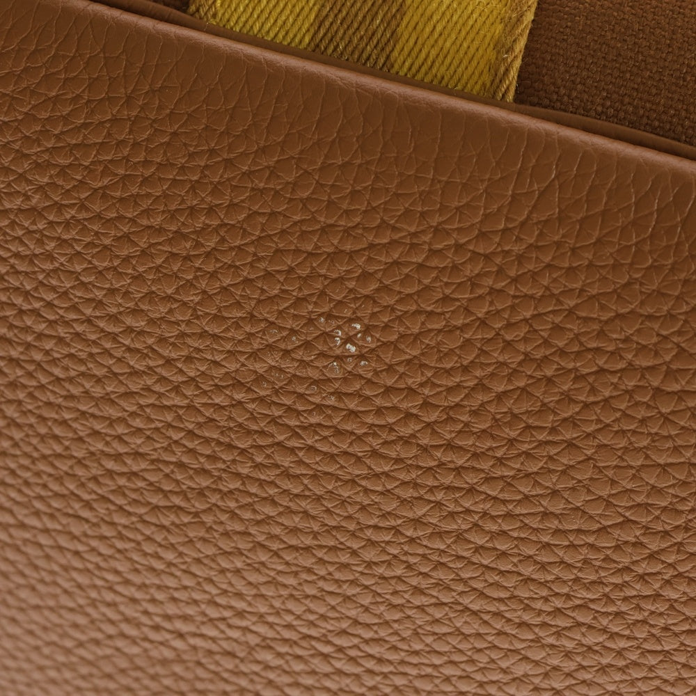 HERMES(エルメス) ピュールサングル トワル トリヨンクレマンス レザー キャンバス トートバッグ ブラウン/イエロー B刻印 レディース