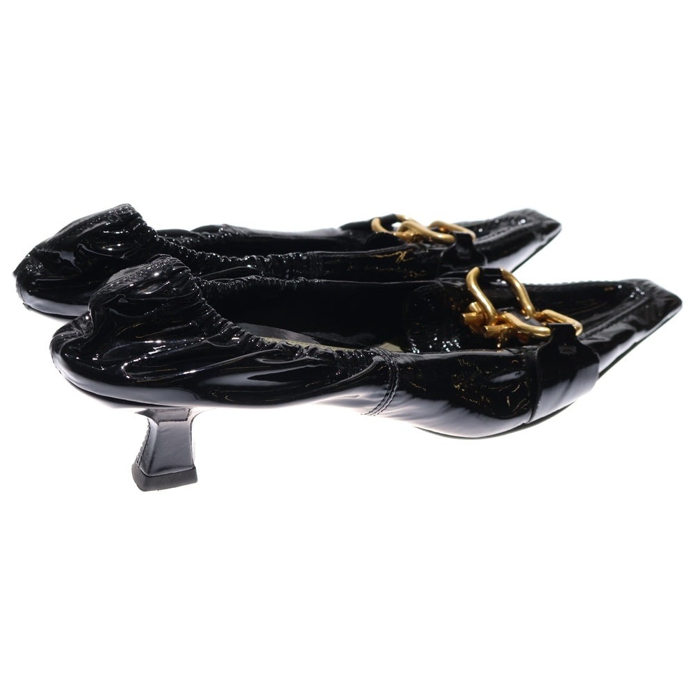 BOTTEGA VENETA(ボッテガヴェネタ) ホースビット パテントレザー ヒール スクエアトゥ パンプス シューズ ブラック レディース