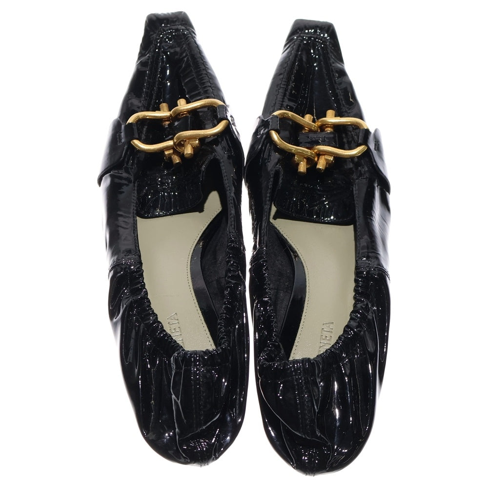 BOTTEGA VENETA(ボッテガヴェネタ) ホースビット パテントレザー ヒール スクエアトゥ パンプス シューズ ブラック レディース