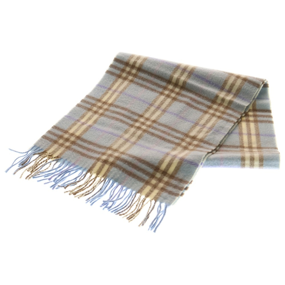 BURBERRY LONDON(バーバリーロンドン) マフラー チェック ライトブルー カシミヤ