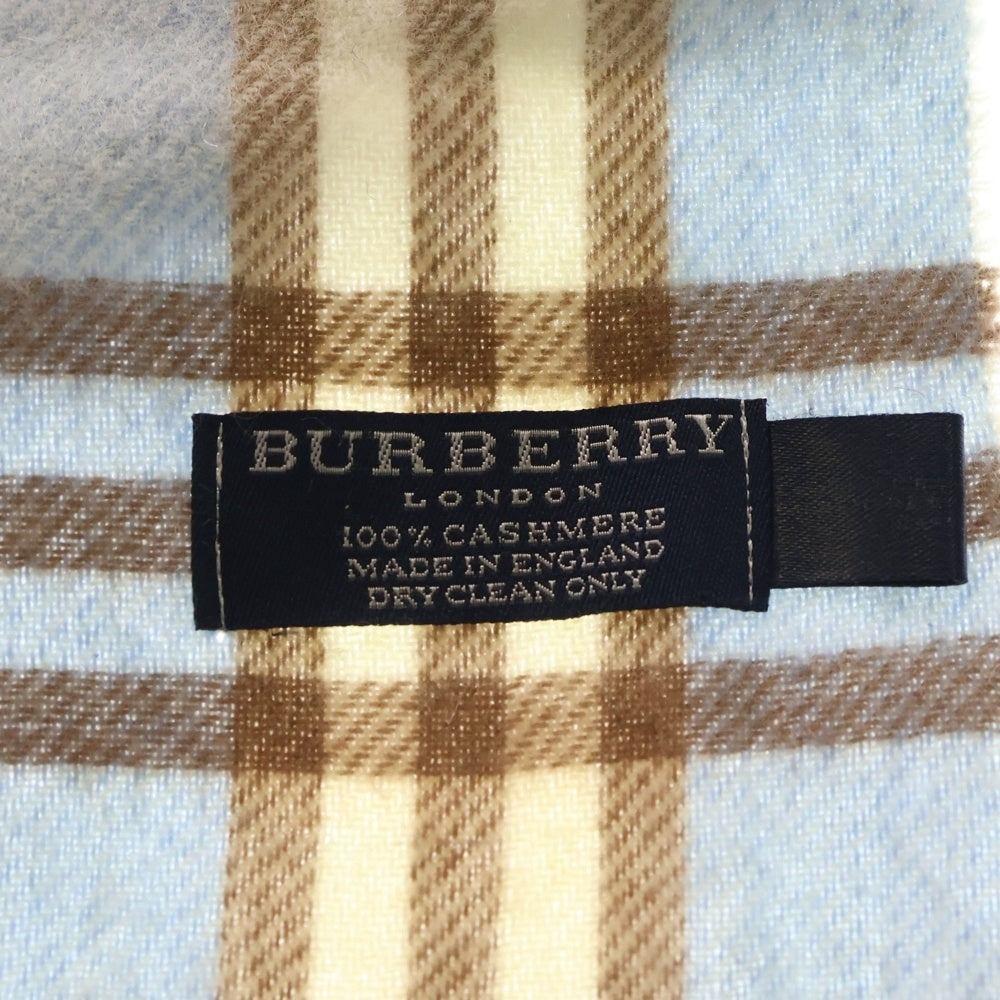 BURBERRY LONDON(バーバリーロンドン) マフラー チェック ライトブルー カシミヤ