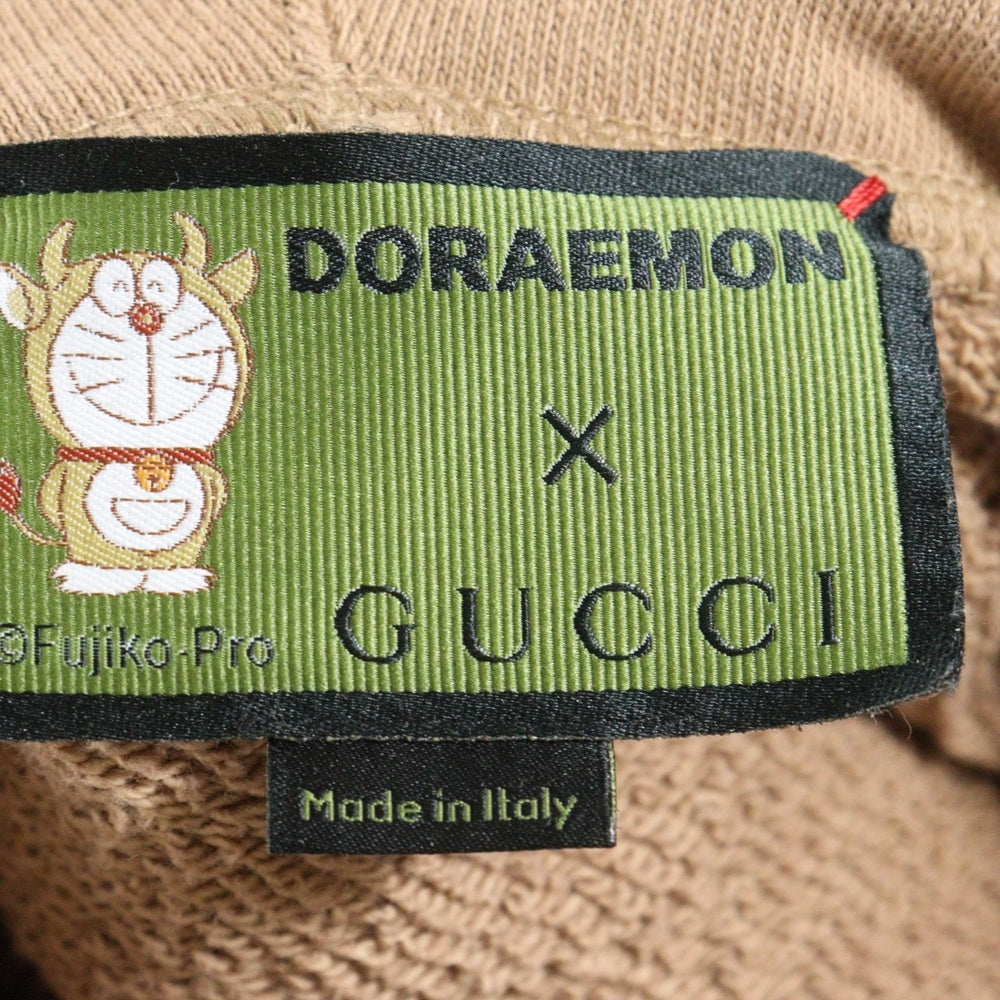 GUCCI(グッチ) ×ドラえもん うしドラ 刺繍 プルオーバースウェットパーカー フーディー ブラウン 615061 レディース