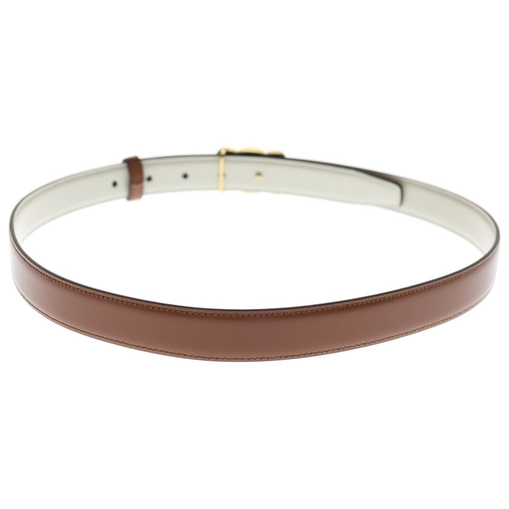 CELINE(セリーヌ) トリオンフ レザー ベルト ホワイト×ブラウン ゴールド金具