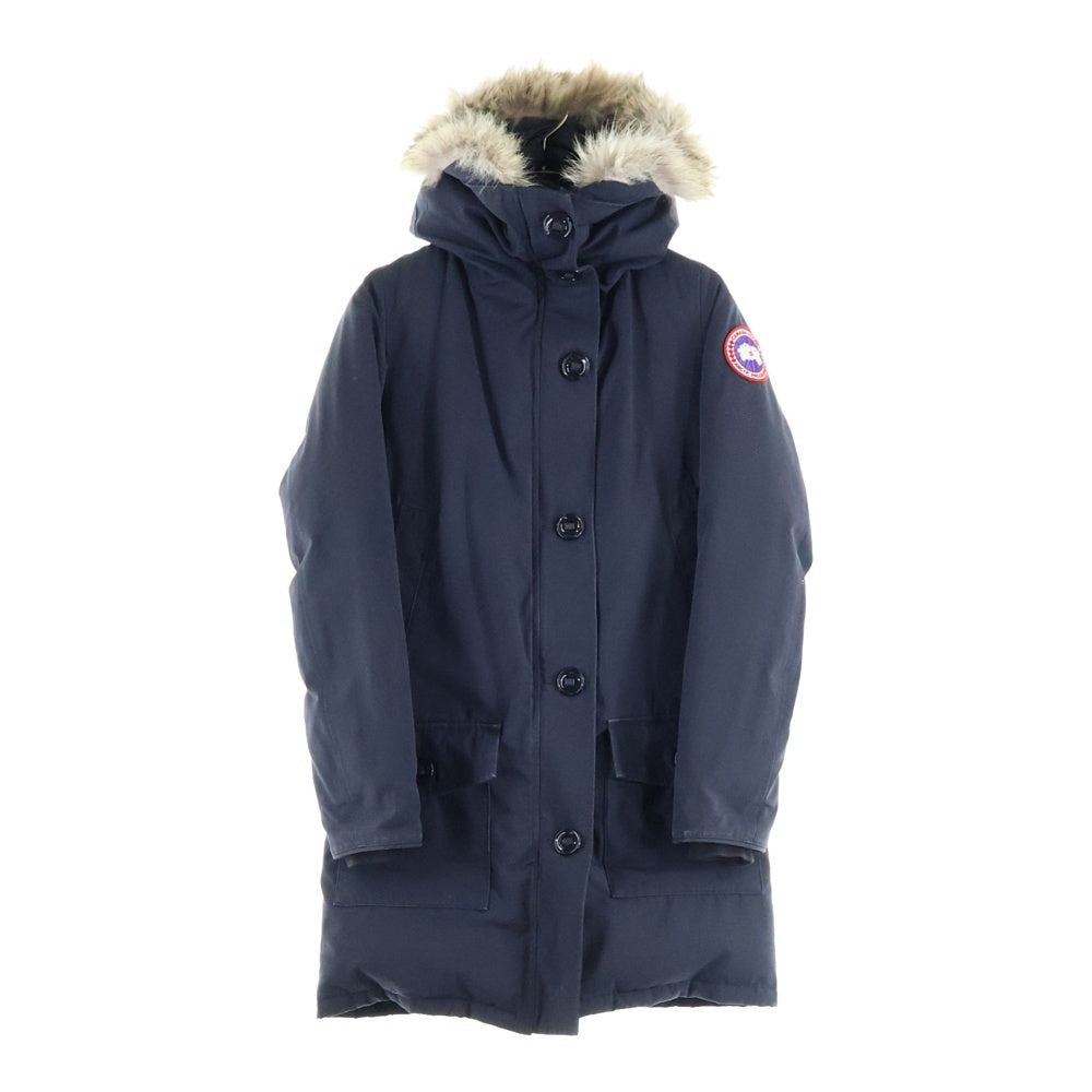 CANADA GOOSE(カナダグース) BRONTE PARKA ブロンテ ワッペンロゴ パーカー ファー フーデッド ジップアップ ダウンジャケット ネイビー 2600JL R レディース