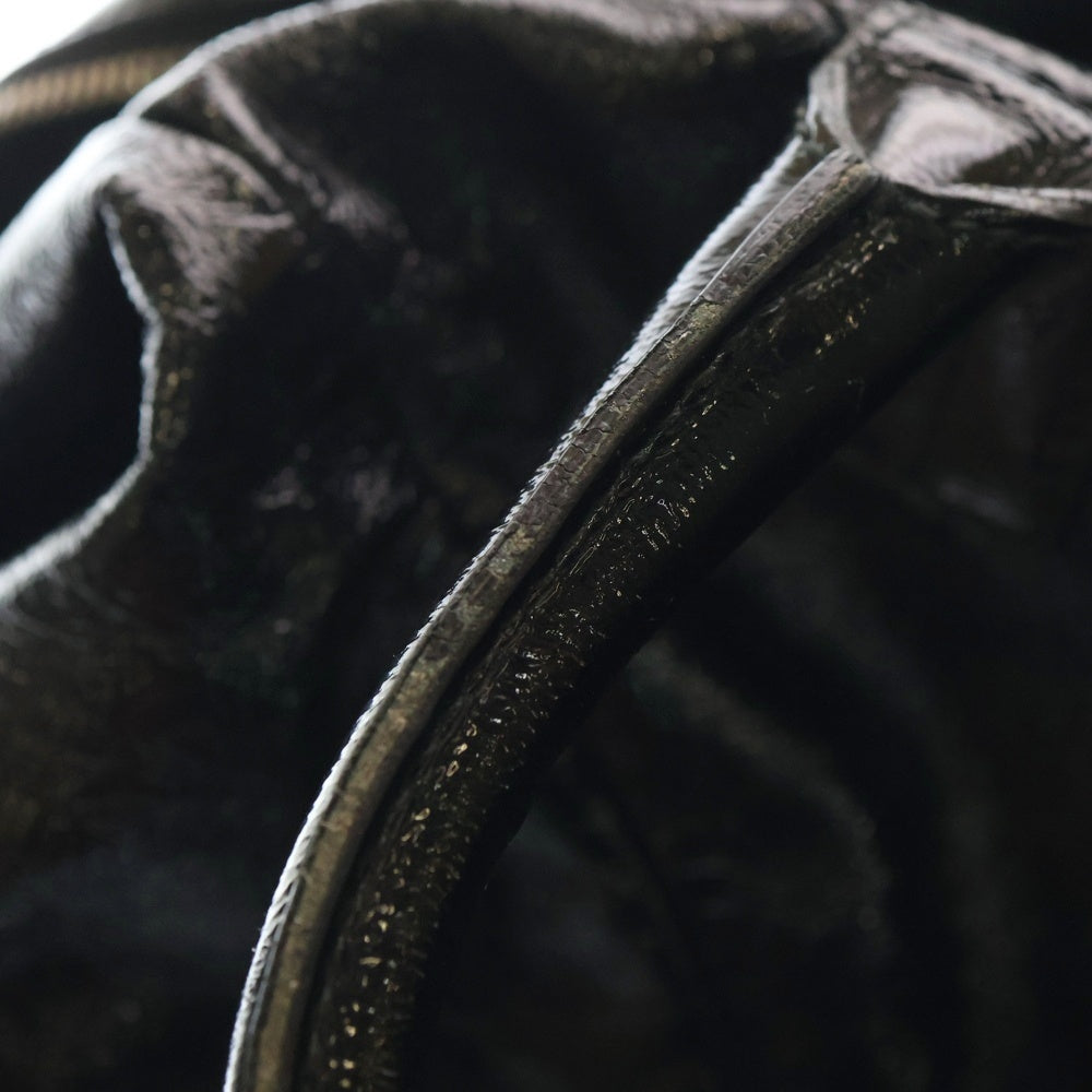 YVES SAINT LAURENT(イヴサンローラン) イージー ボストンバッグ ハンドバッグ ブラック パテントレザー シルバー金具 レディース