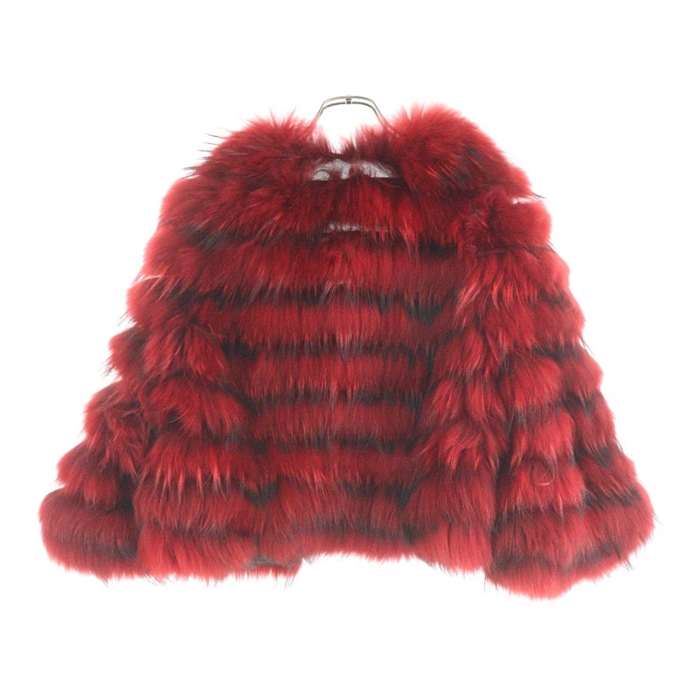 DOLCE & GABBANA(ドルチェアンドガッバーナ) ラクーンファー クロップド ショート ジャケット レッド レディース S548 9867