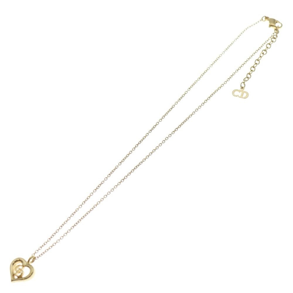Christian Dior(クリスチャンディオール) ハートロゴ ネックレス ペンダント チェーン ゴールド GP レディース