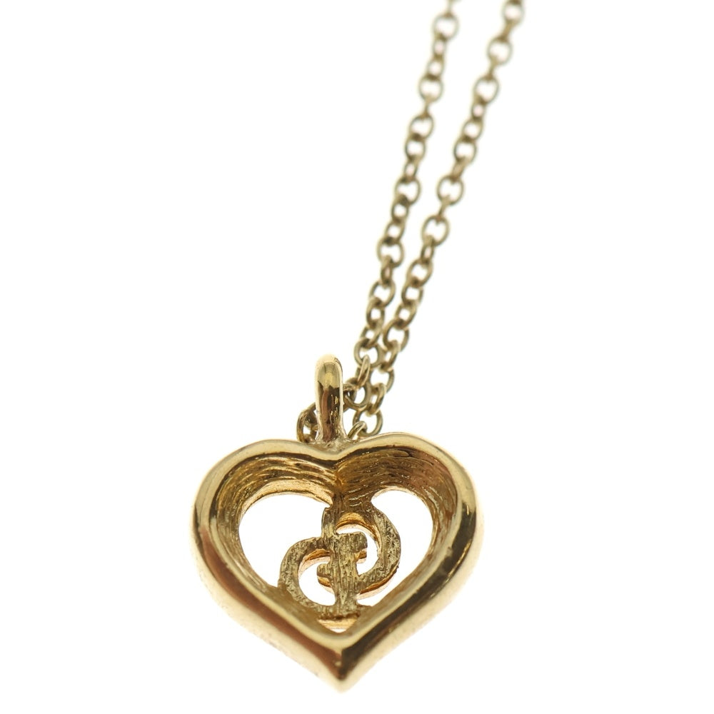 Christian Dior(クリスチャンディオール) ハートロゴ ネックレス ペンダント チェーン ゴールド GP レディース
