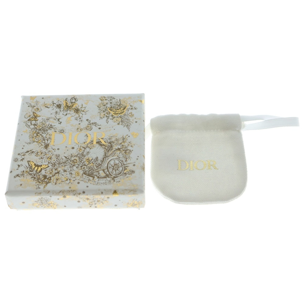 Christian Dior(クリスチャンディオール) CDロゴ ラインストーンフープピアス ホワイト×ゴールド GP レディース
