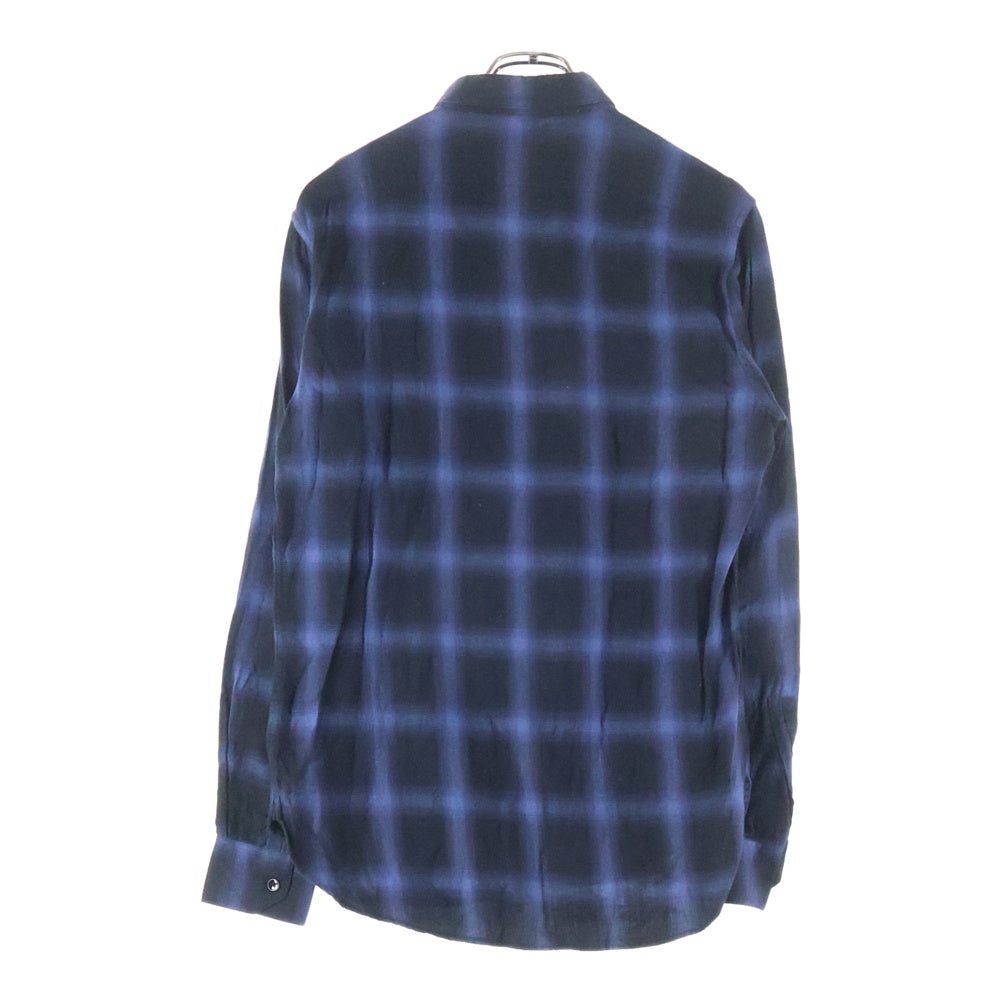 SAINT LAURENT PARIS(サンローランパリ) 17AW オンブレチェック総柄 長袖シャツ ブラック/ネイビー 376916