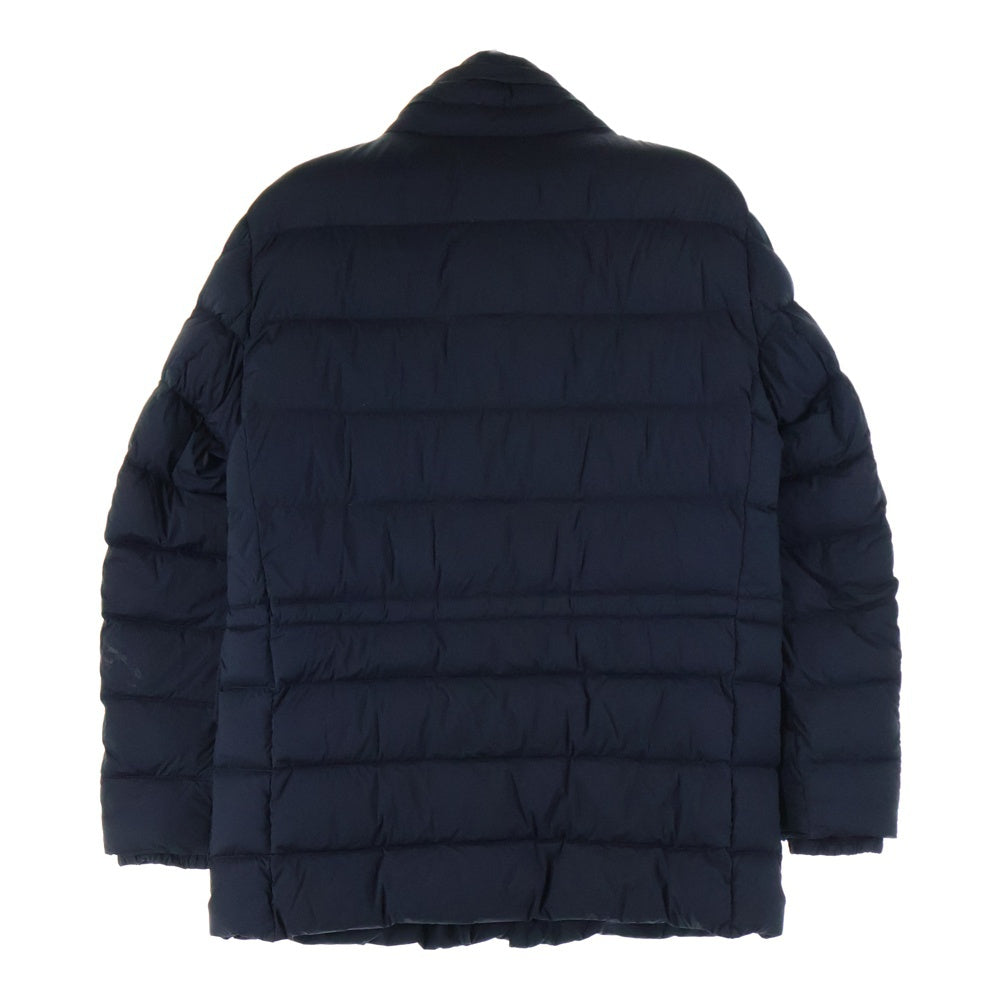 MONCLER(モンクレール) 18AW REIMS ランス レザーワッペンロゴ スタンドカラー ジップアップ ダウンジャケット ネイビー D20914135195 53132 レディース