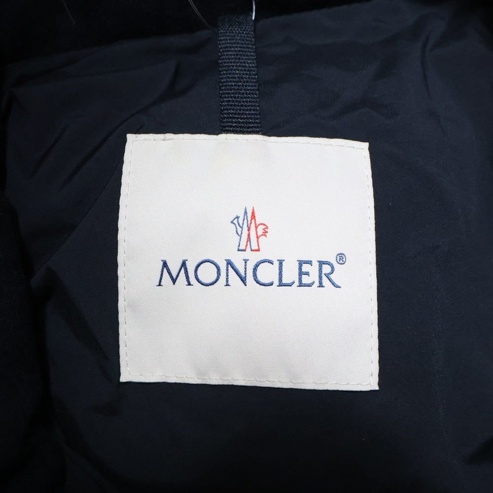MONCLER(モンクレール) 18AW REIMS ランス レザーワッペンロゴ スタンドカラー ジップアップ ダウンジャケット ネイビー D20914135195 53132 レディース