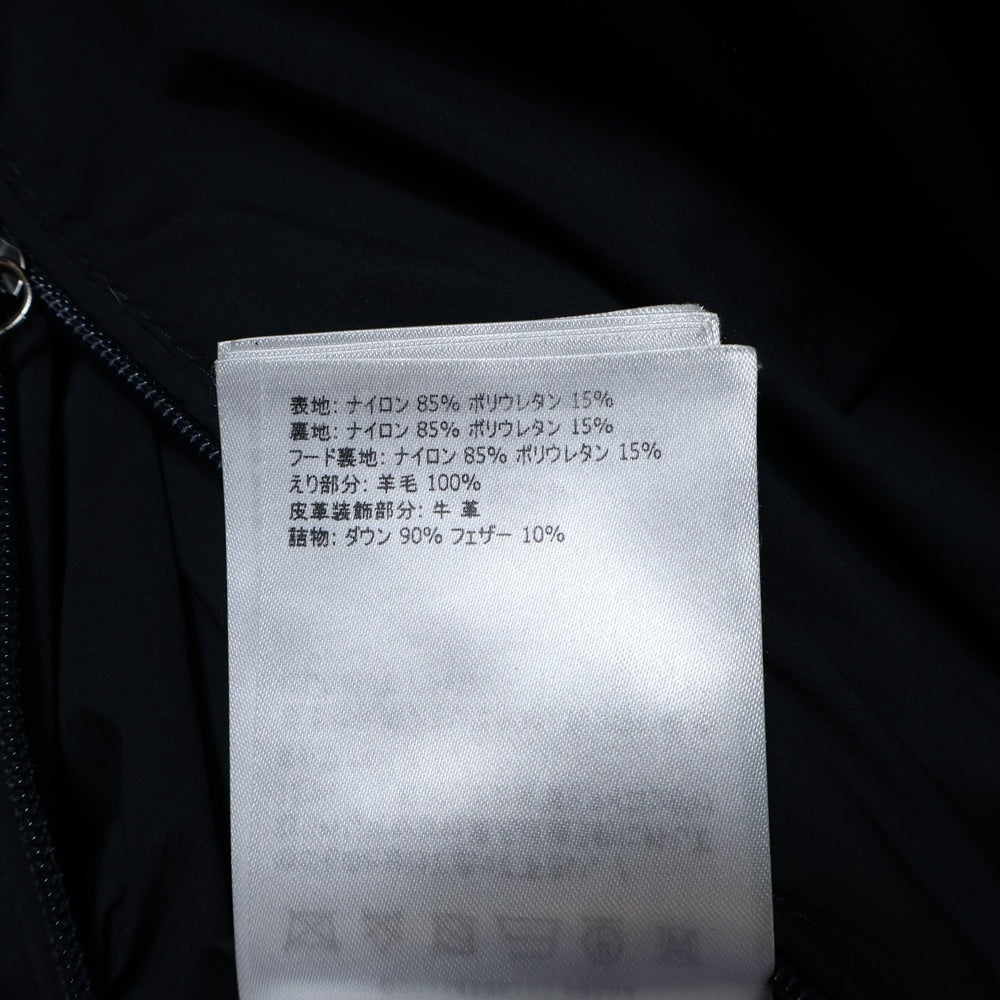 MONCLER(モンクレール) 18AW REIMS ランス レザーワッペンロゴ スタンドカラー ジップアップ ダウンジャケット ネイビー D20914135195 53132 レディース