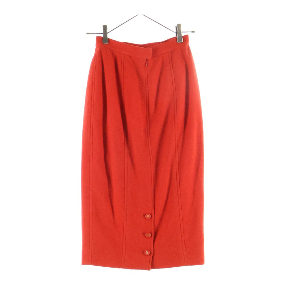 CHANEL(シャネル) 95AW セットアップ ウールツイード ココマークボタン マルチポケット ジャケット タイト ミディアムスカート レッド レディース P05930V04346