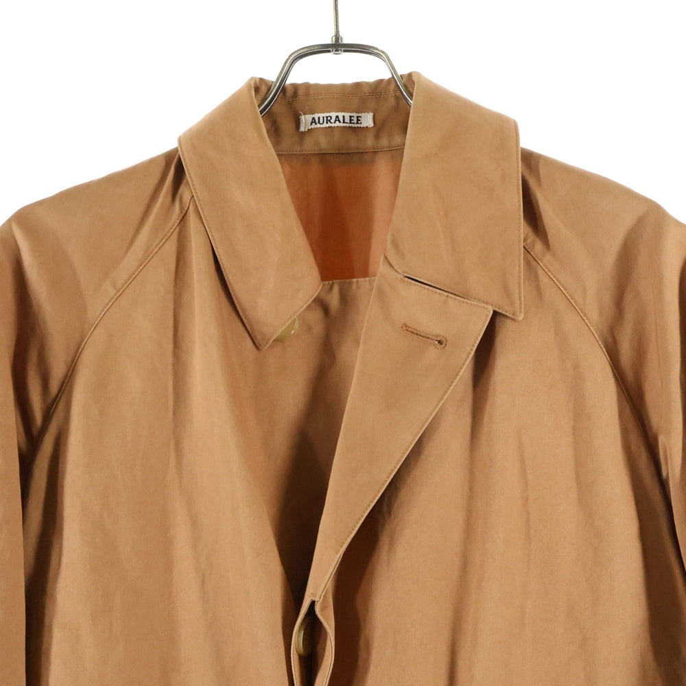 AURALEE(オーラリー) WASHED FINX LINEN COAT ウォッシュド フィンクス リネン ラグランスリーブ ステンカラー ロングコート ブラウン A6SC01FL