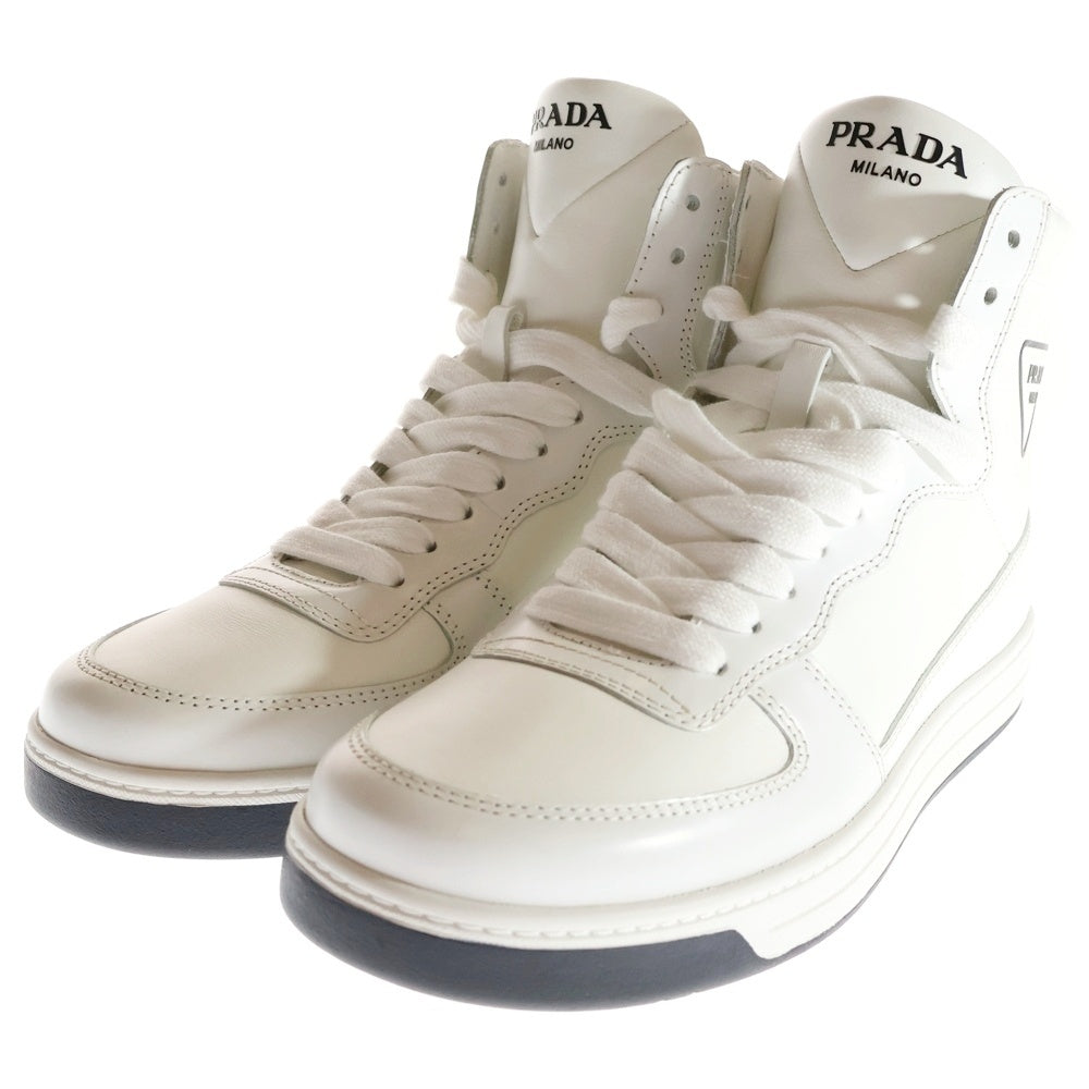 PRADA(プラダ) トライアングルロゴ レザー レースアップ ハイカット