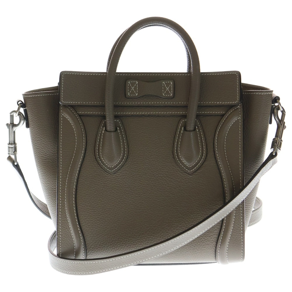 CELINE(セリーヌ) ラゲージ ナノ スリ 2WAY レザーハンドバッグ ショルダーバッグ グレージュ レディース