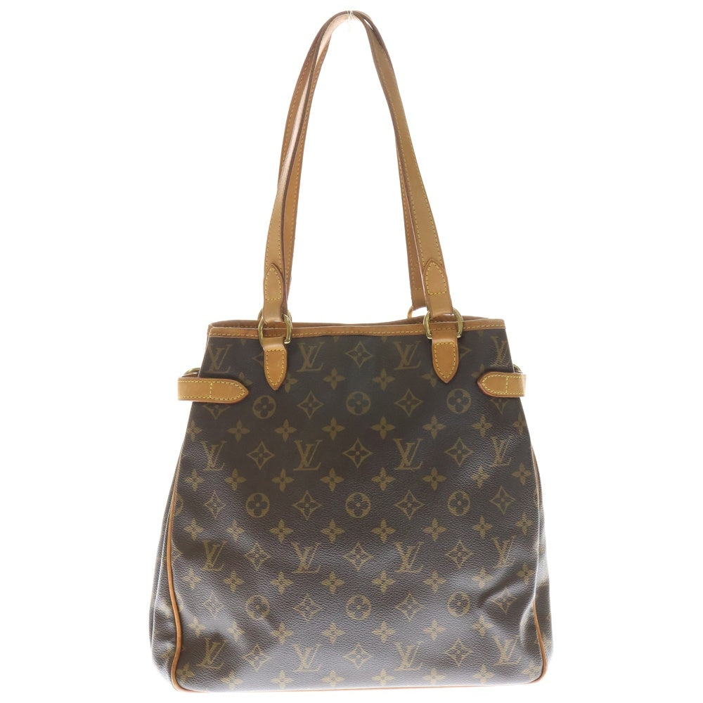 LOUIS VUITTON(ルイヴィトン) モノグラム バティニョール ヴェルティカル トートバッグ ハンドバッグ ブラウン レザー×PVC M51153 ゴールド金具 レディース
