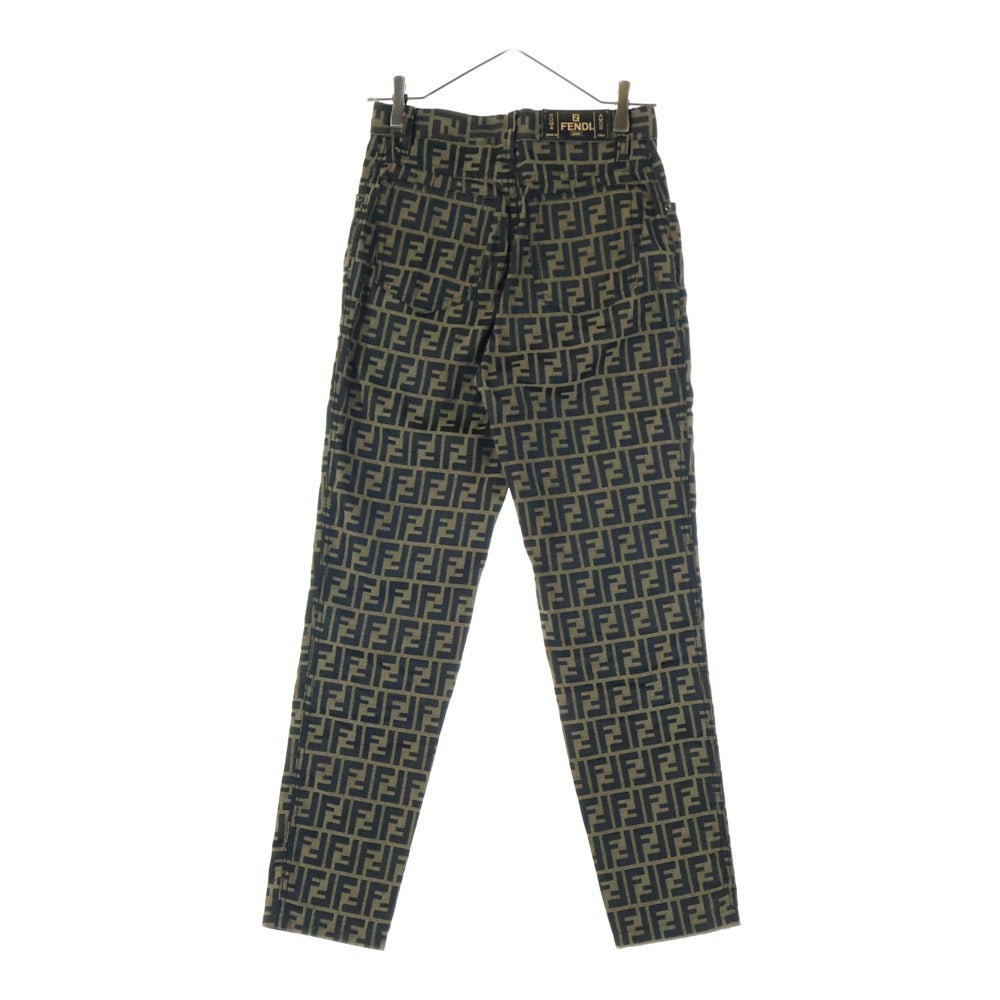 FENDI(フェンディ) ズッカ総柄ジャガード テーパードパンツ ジーンズ ブラウン レディース