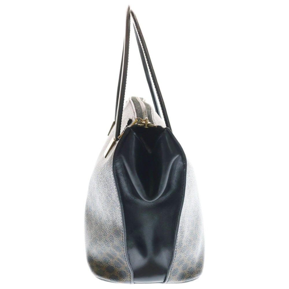 CELINE(セリーヌ) マカダム ハンドバッグ トートバッグ ブラック×ブラウン レザー×PVC ゴールド金具 レディース
