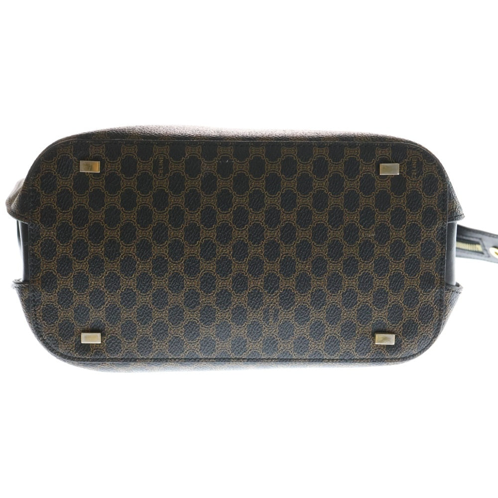 CELINE(セリーヌ) マカダム ハンドバッグ トートバッグ ブラック×ブラウン レザー×PVC ゴールド金具 レディース