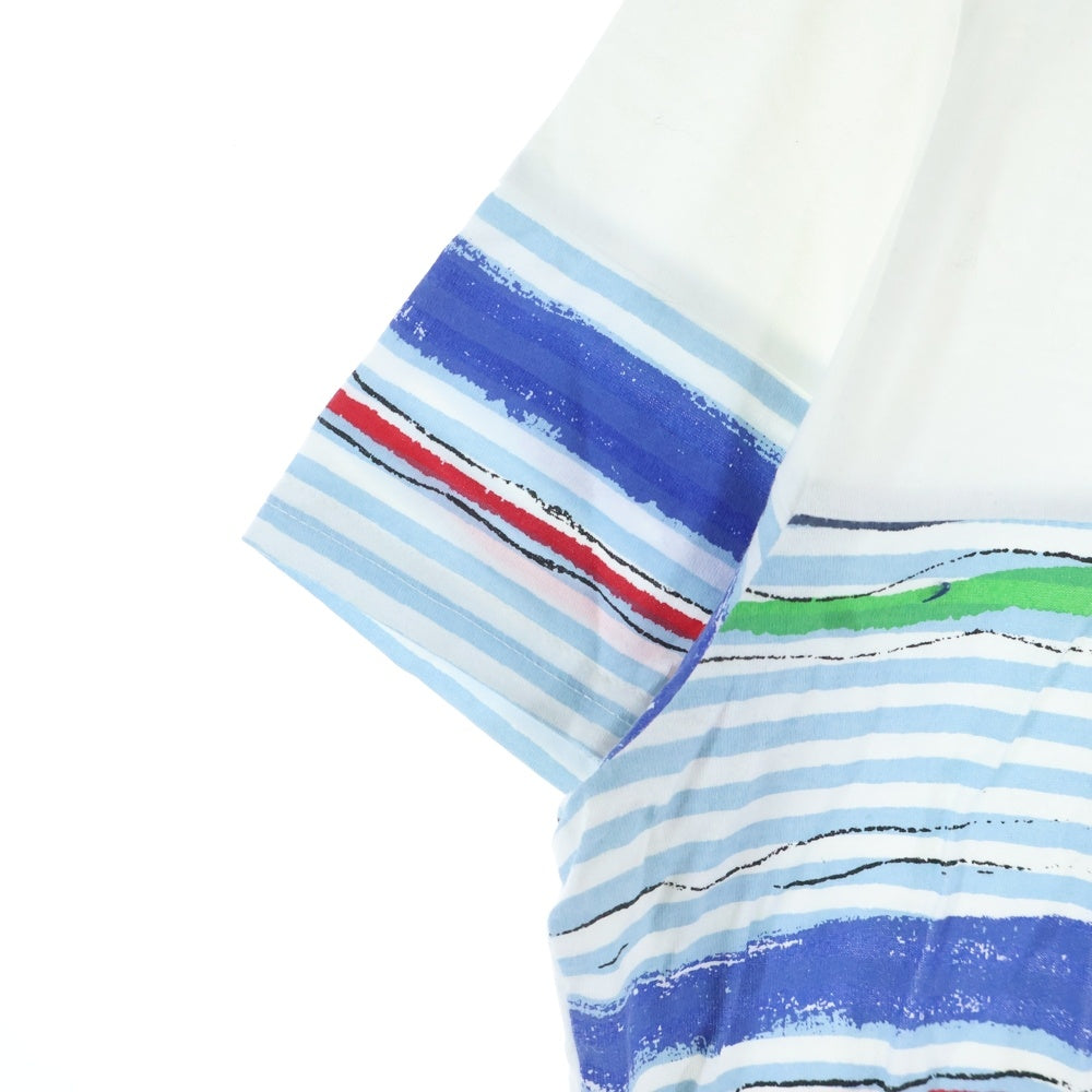 CASTELBAJAC(カステルバジャック) ボーダー柄プリント クルーネック 半袖Tシャツ カットソー ホワイト レディース