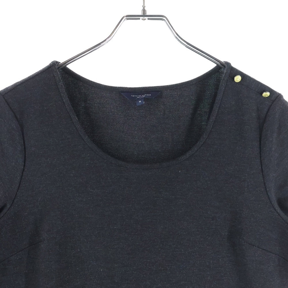 TOMMY HILFIGER(トミーヒルフィガー) レーヨンニット クルーネック 半袖 ミニワンピース グレー レディース 7621570