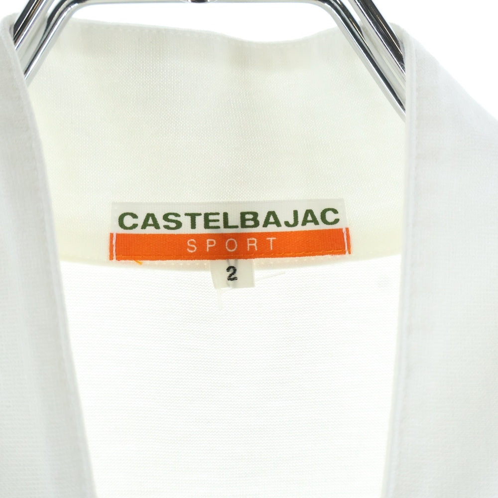 CASTELBAJAC(カステルバジャック) スター ベア 刺繍 ハーフジップ スタンドカラー ノースリーブ カットソー ホワイト レディース