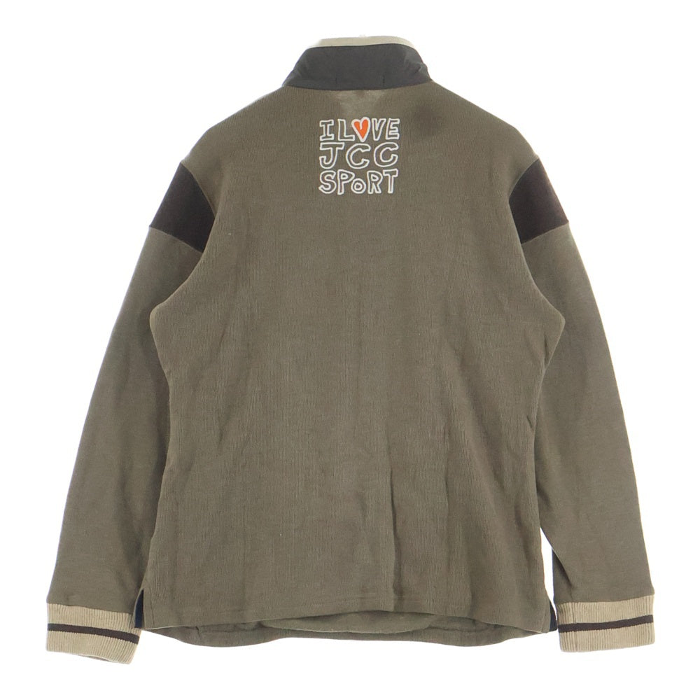 CASTELBAJAC(カステルバジャック) ナイロン切り替え ロゴ刺繍 スタンドカラー ジップアップ プルオーバーニット セーター ブラウン 7912-7309 レディース