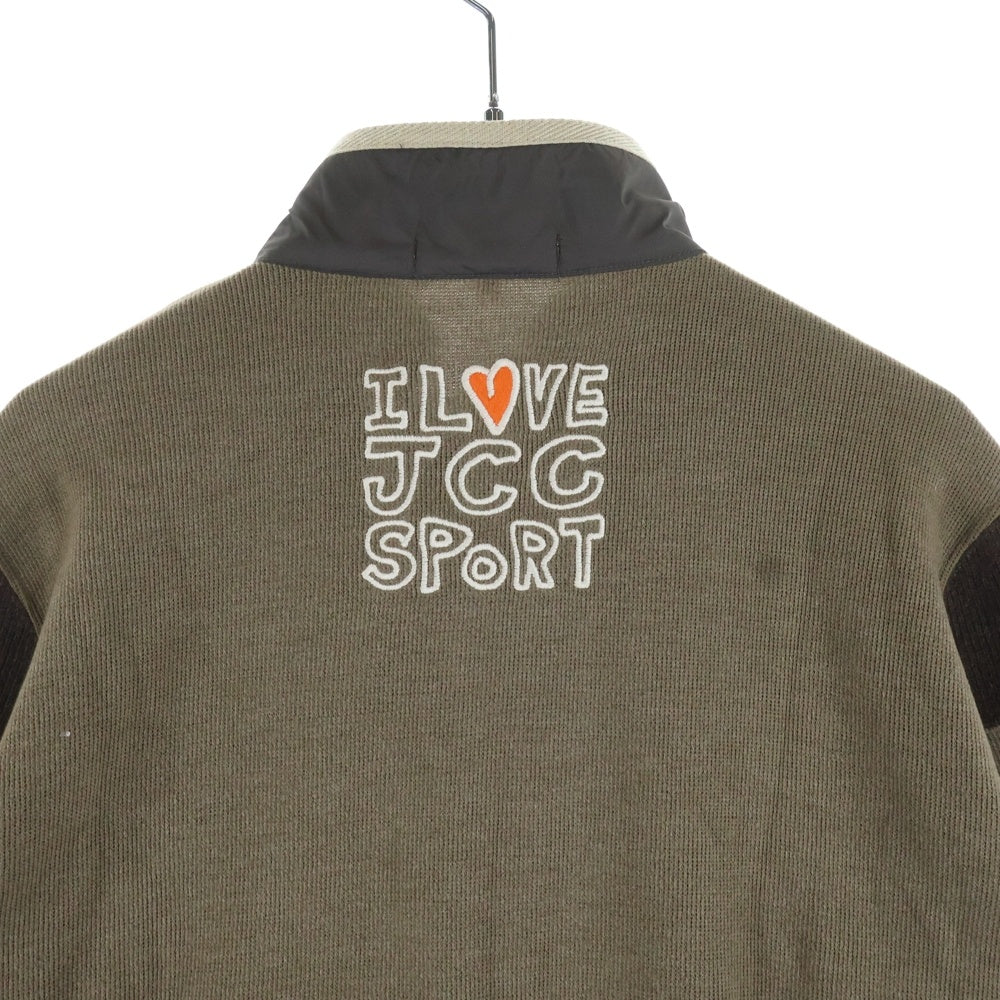 CASTELBAJAC(カステルバジャック) ナイロン切り替え ロゴ刺繍 スタンドカラー ジップアップ プルオーバーニット セーター ブラウン 7912-7309 レディース