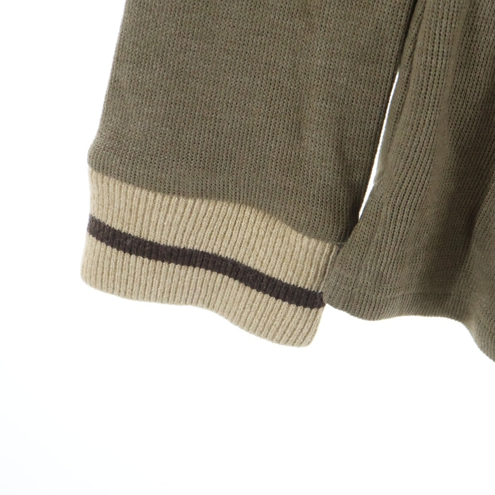 CASTELBAJAC(カステルバジャック) ナイロン切り替え ロゴ刺繍 スタンドカラー ジップアップ プルオーバーニット セーター ブラウン 7912-7309 レディース