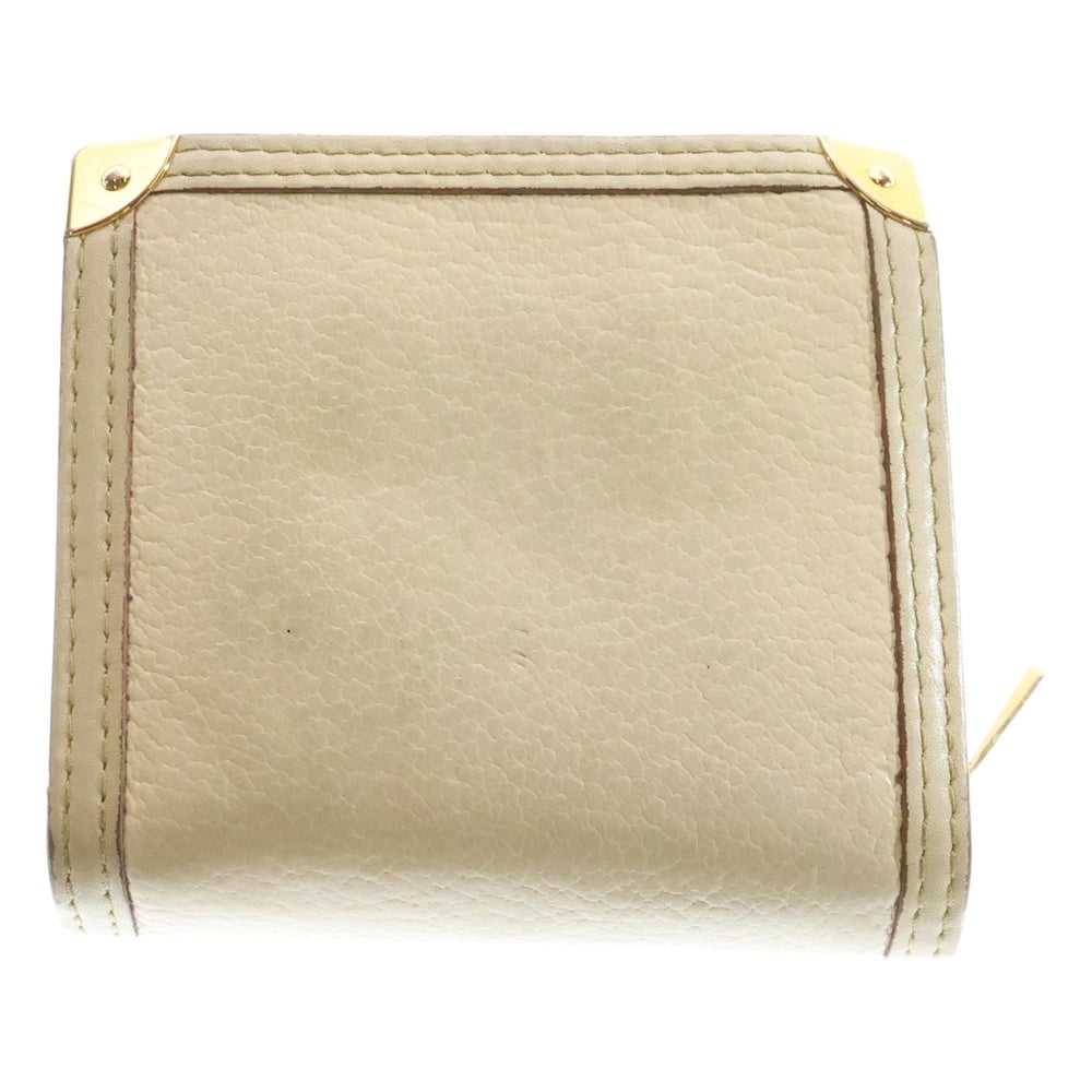 LOUIS VUITTON(ルイヴィトン) スハリ コンパクトジップ ブロン ウォレット 二つ折り財布 アイボリー レザー M91831 ゴールド金具 レディース