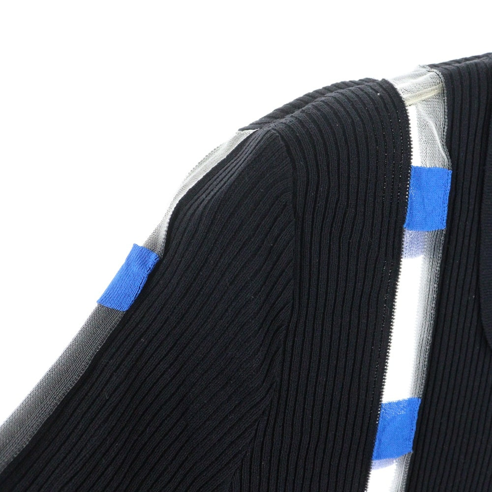 VERSACE(ヴェルサーチ) メデューサ シースルー切り替え ナイロンニット ジップアップ ジャケット ネイビー/ブルー A75714