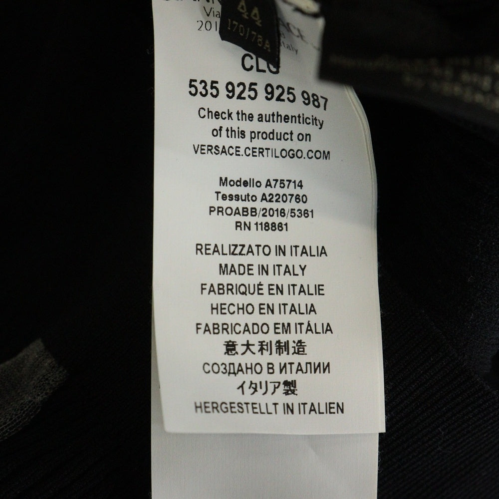 VERSACE(ヴェルサーチ) メデューサ シースルー切り替え ナイロンニット ジップアップ ジャケット ネイビー/ブルー A75714