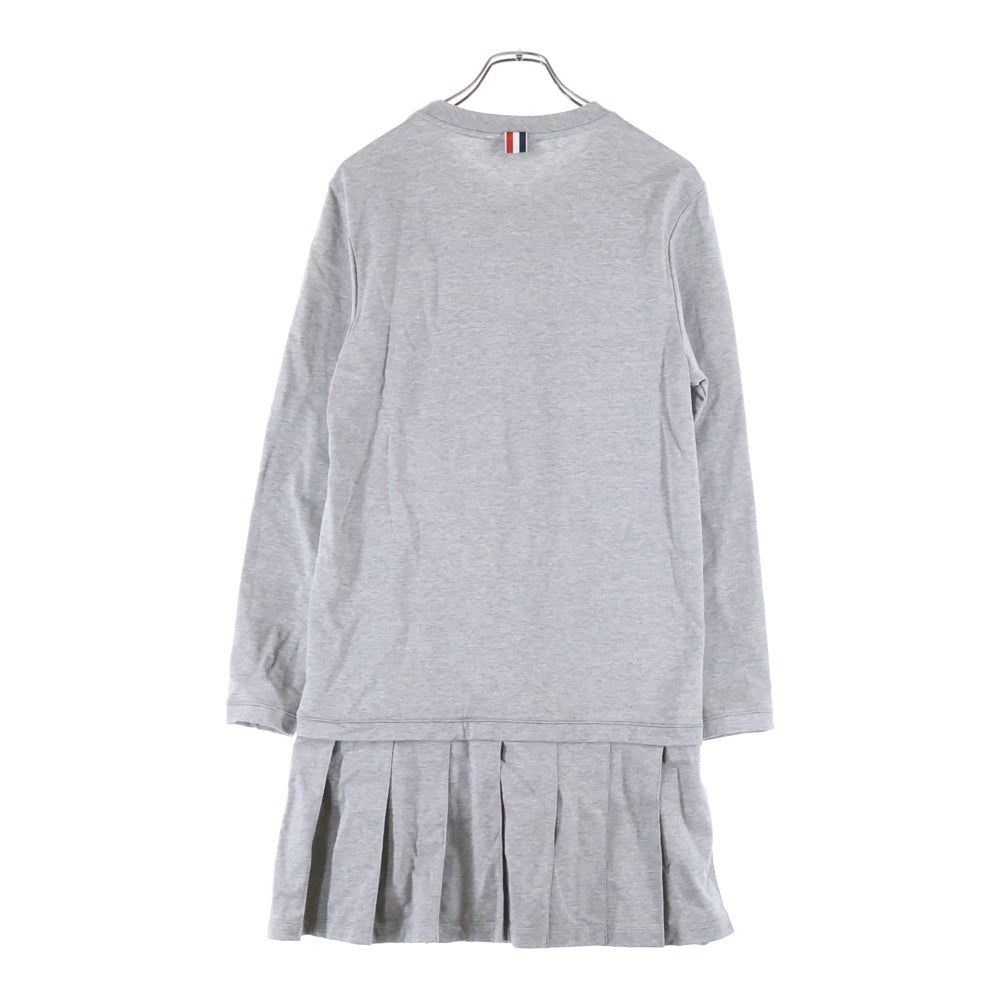 THOM BROWNE(トムブラウン) プリーツスカートドッキング クルーネック ロングスリーブ 長袖Tシャツ カットソー ワンピース グレー レディース FJD064A-06840055