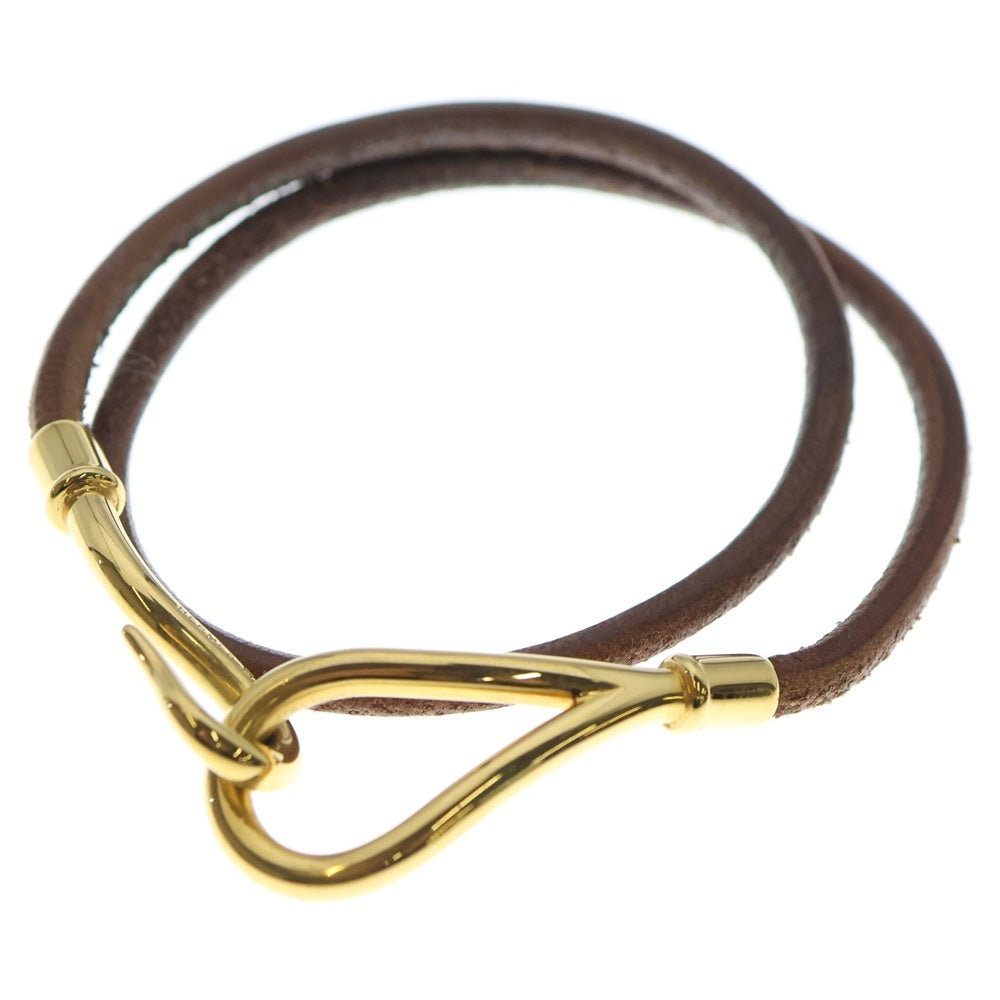 HERMES(エルメス) ジャンボ レザー チョーカー ネックレス 2連ブレスレット ゴールド/ブラウン