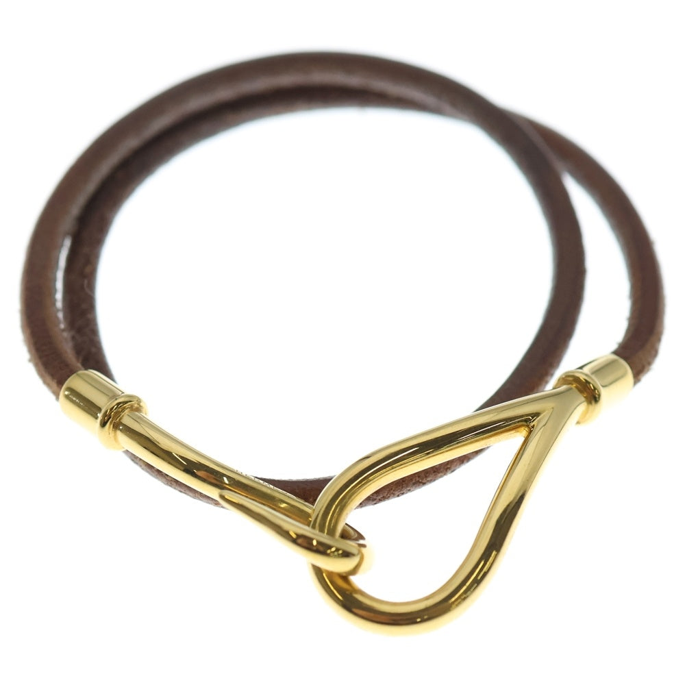 HERMES(エルメス) ジャンボ レザー チョーカー ネックレス 2連ブレスレット ゴールド/ブラウン