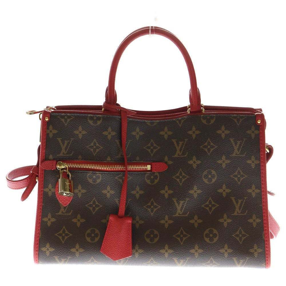 LOUIS VUITTON(ルイヴィトン) モノグラム ポパンクールPM トートバッグ ハンドバッグ ショルダーバッグ ブラウン×レッド レザー×PVC M43433 ゴールド金具 レディース