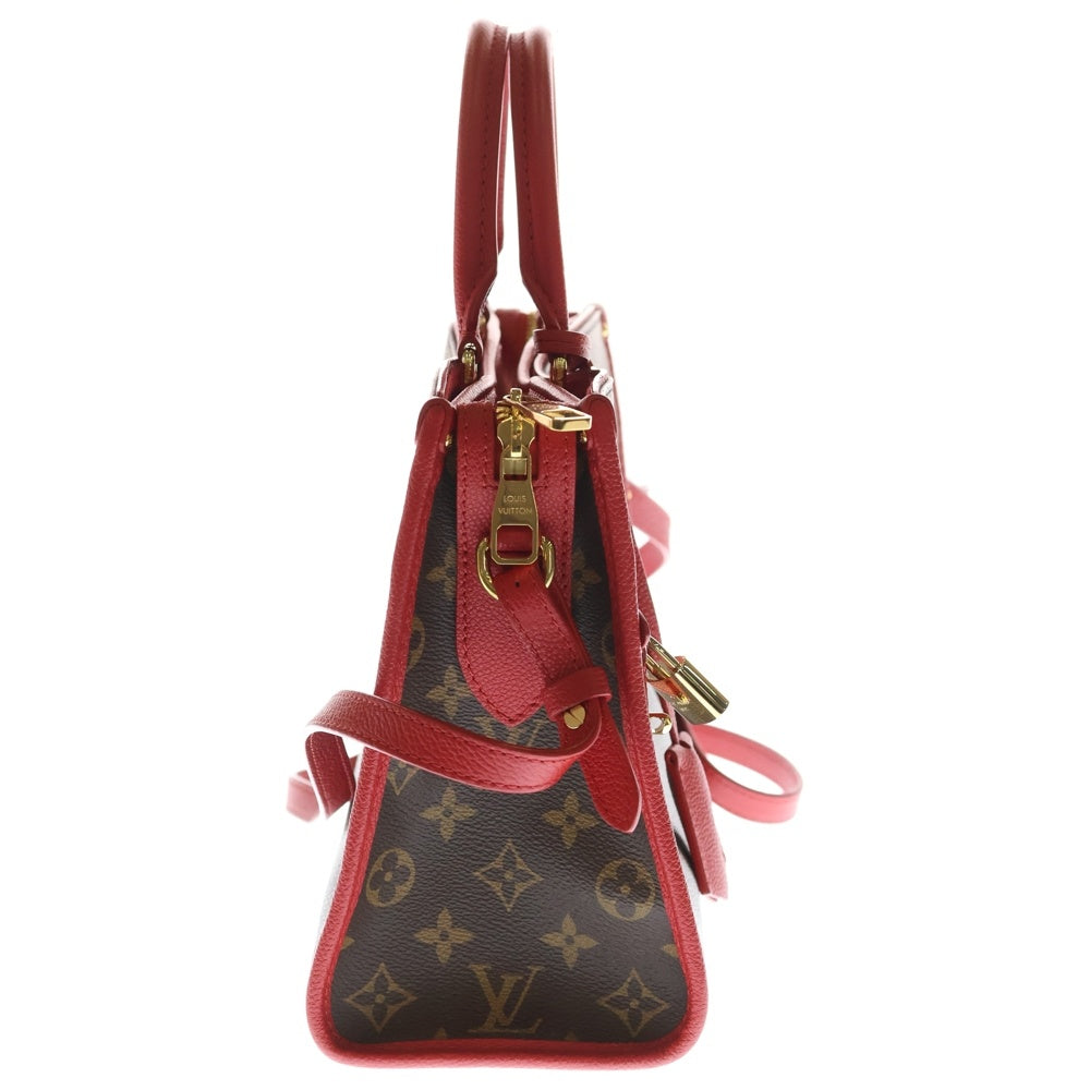 LOUIS VUITTON(ルイヴィトン) モノグラム ポパンクールPM トートバッグ ハンドバッグ ショルダーバッグ ブラウン×レッド レザー×PVC M43433 ゴールド金具 レディース