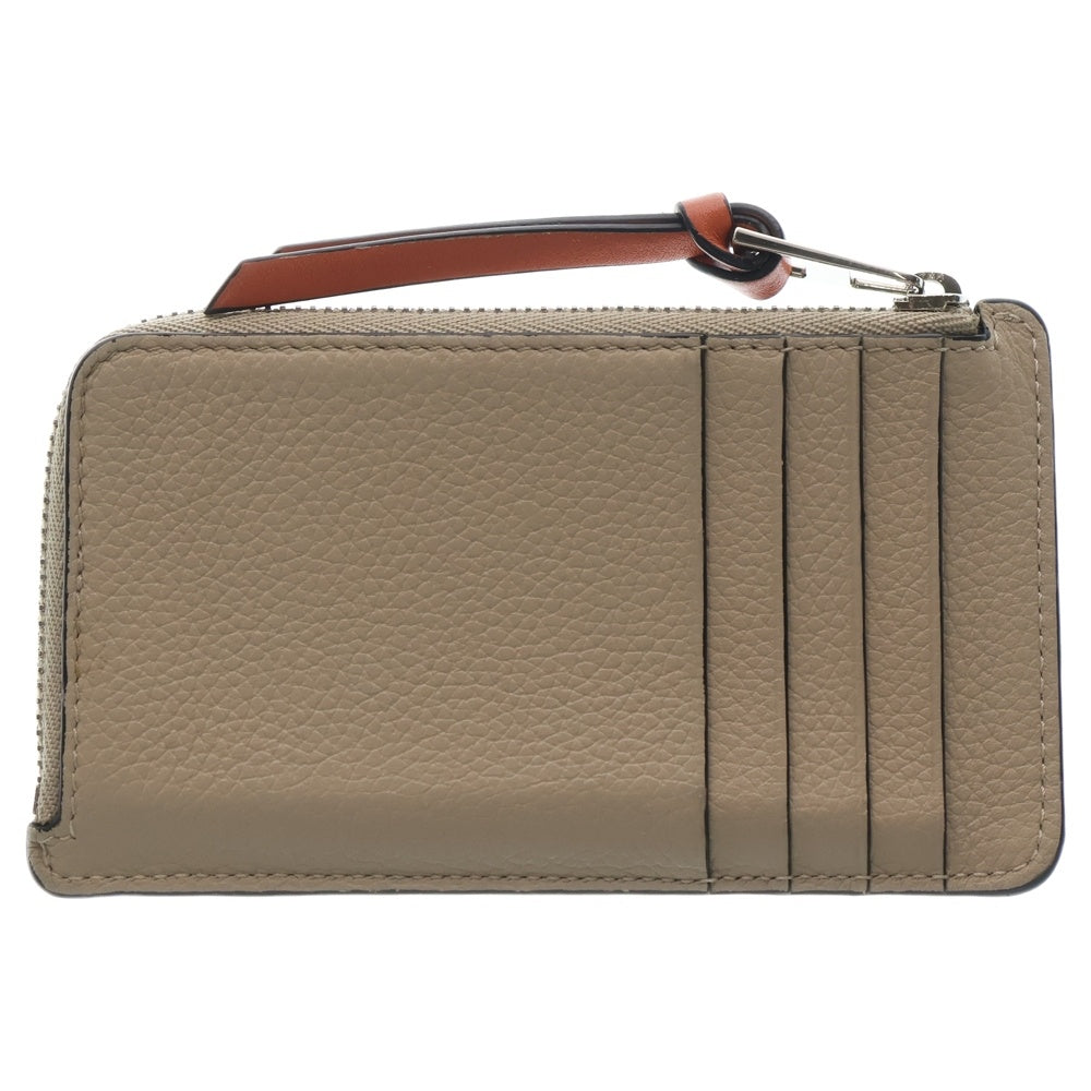 LOEWE(ロエベ) アナグラム フラグメントケース カードケース 小物入れ ブラウン×ベージュ レザー シルバー金具