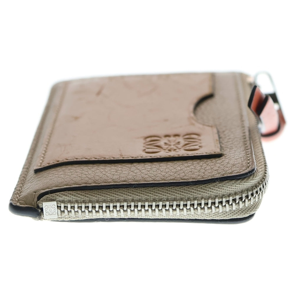 LOEWE(ロエベ) アナグラム フラグメントケース カードケース 小物入れ ブラウン×ベージュ レザー シルバー金具