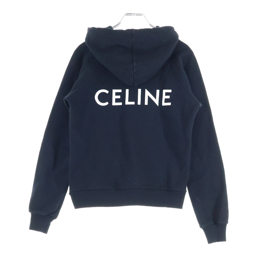CELINE(セリーヌ) バックロゴプリント ラグランスリーブ プルオーバースウェットパーカー フーディー ブラック 2Y006917G レディース