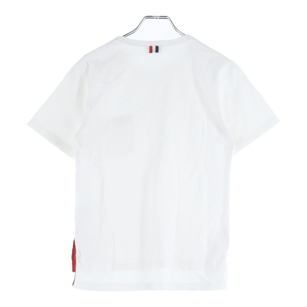 THOM BROWNE(トムブラウン) トリコロールライン クルーネック 半袖 ポケット Tシャツ カットソー ホワイト MJS010A-01454100 レディース