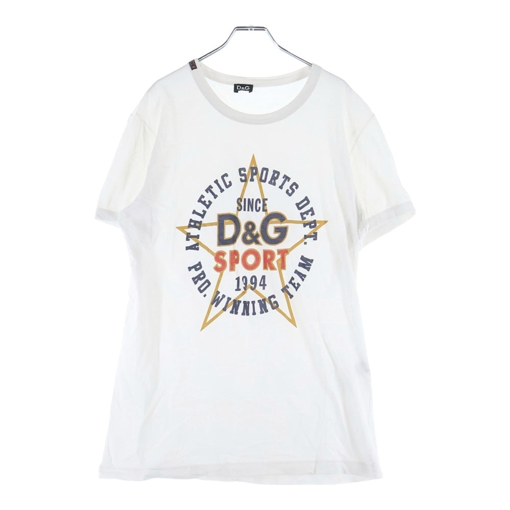 DOLCE & GABBANA(ドルチェアンドガッバーナ) ロゴプリント スター クルーネック 半袖Tシャツ カットソー ホワイト TRT026