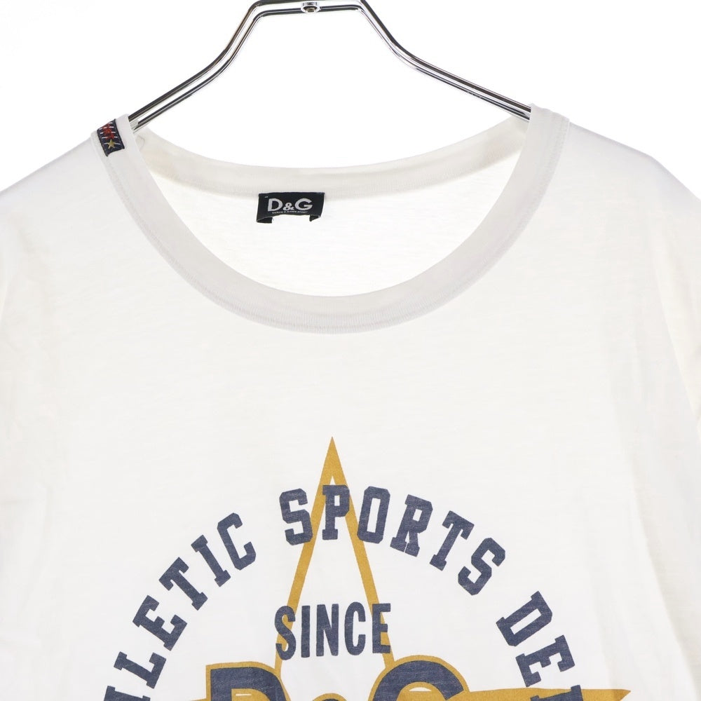 DOLCE & GABBANA(ドルチェアンドガッバーナ) ロゴプリント スター クルーネック 半袖Tシャツ カットソー ホワイト TRT026