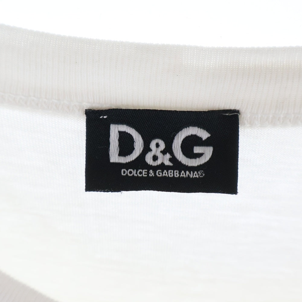DOLCE & GABBANA(ドルチェアンドガッバーナ) ロゴプリント スター クルーネック 半袖Tシャツ カットソー ホワイト TRT026