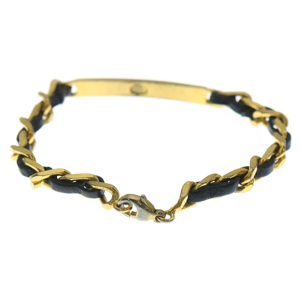 CHANEL(シャネル) チェーンブレスレット ブラック×ゴールド レザー×GP レディース