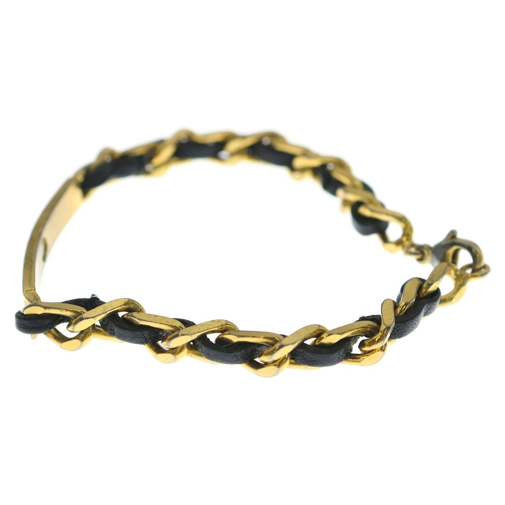 CHANEL(シャネル) チェーンブレスレット ブラック×ゴールド レザー×GP レディース
